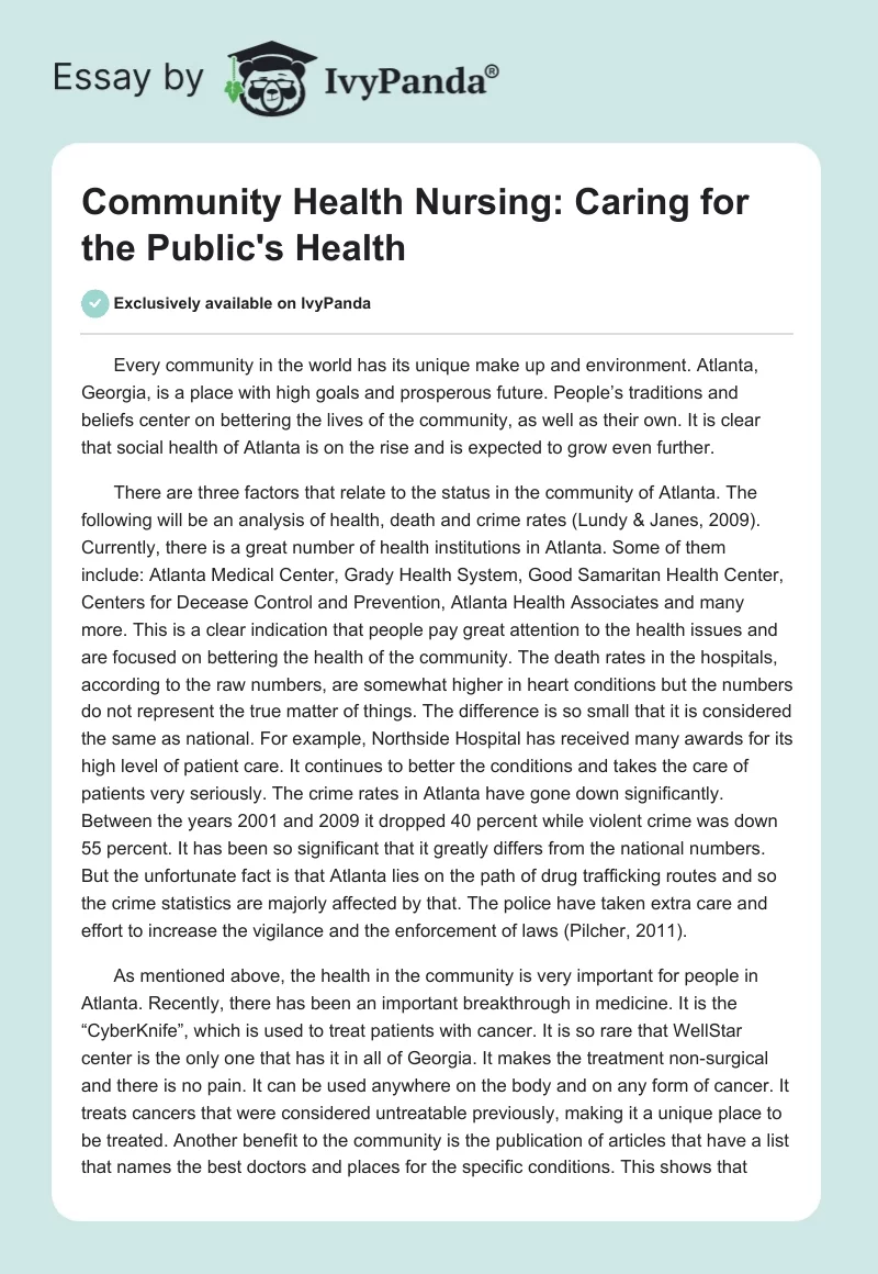 Community Health Nursing Issues. Page 1