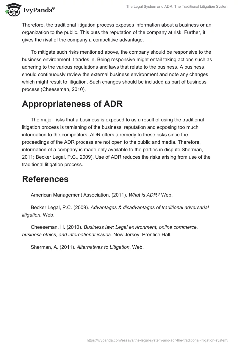 The Legal System and ADR: The Traditional Litigation System. Page 2