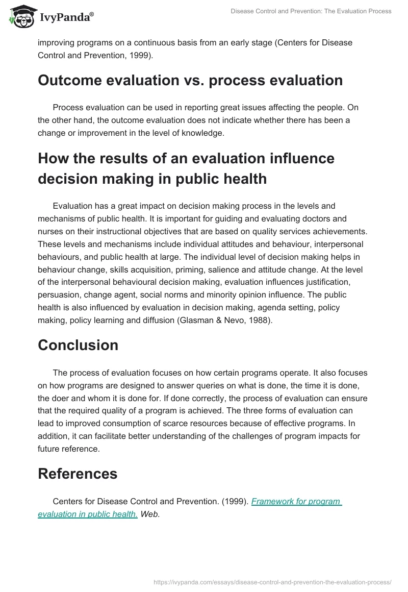 Disease Control and Prevention: The Evaluation Process. Page 2