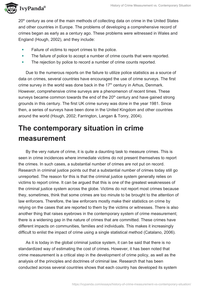 History of Crime Measurement vs. Contemporary Situation. Page 2