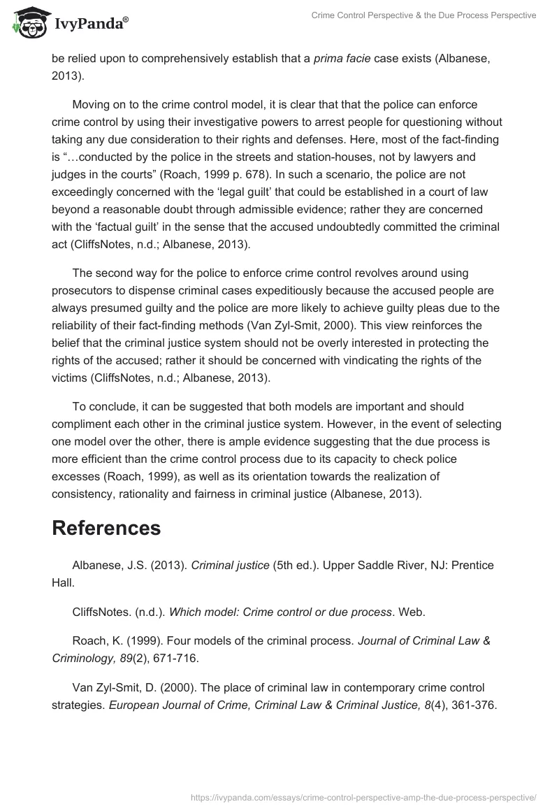 Crime Control Perspective & the Due Process Perspective. Page 2