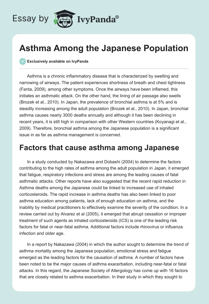 Asthma Among the Japanese Population. Page 1