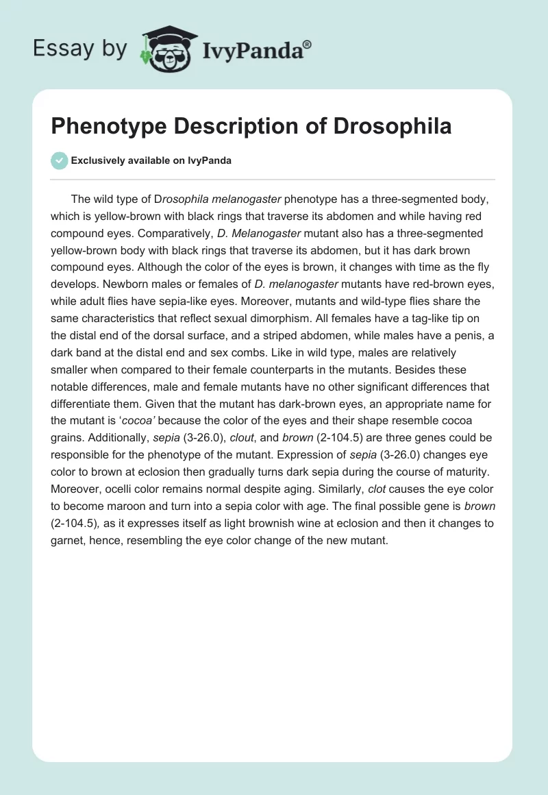Phenotype Description of Drosophila. Page 1