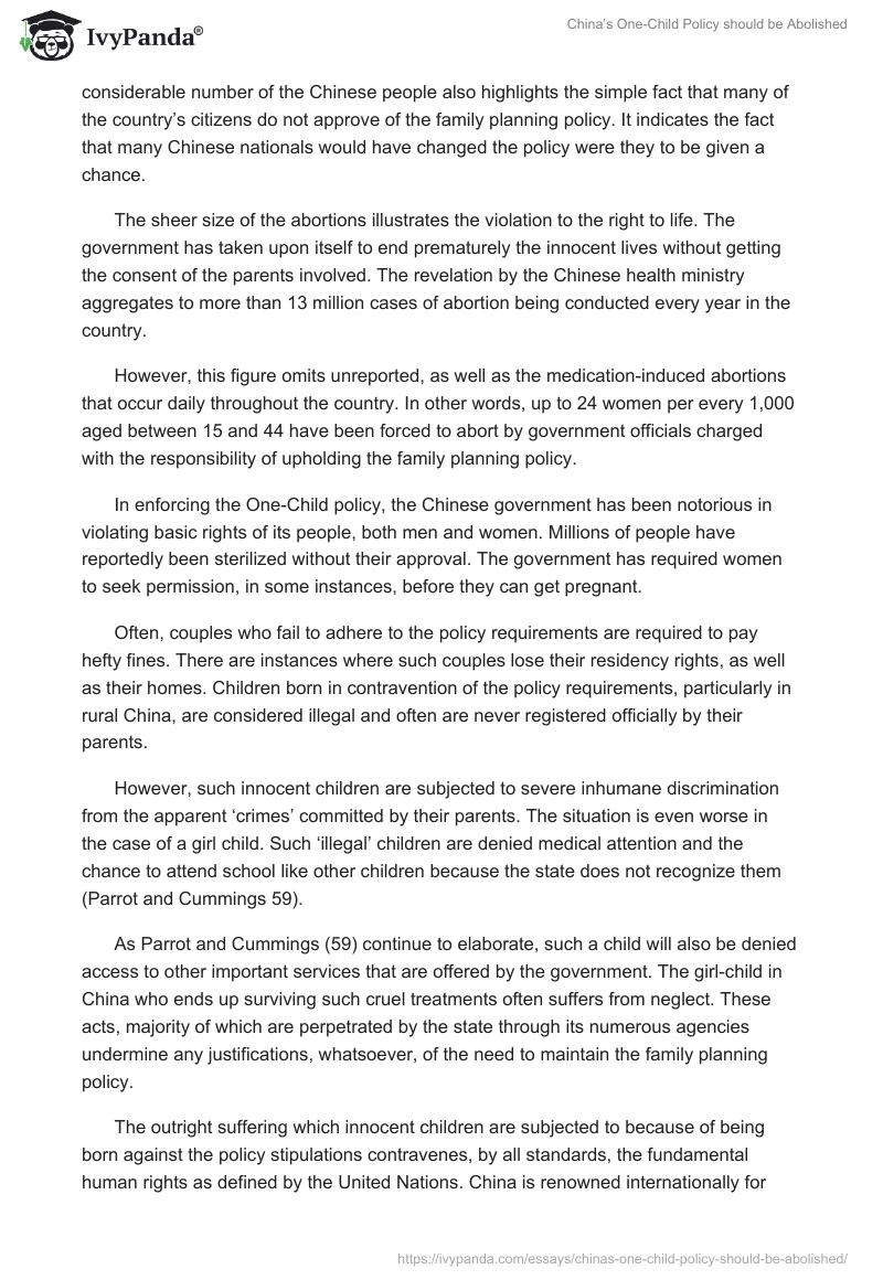 China’s One-Child Policy should be Abolished. Page 2