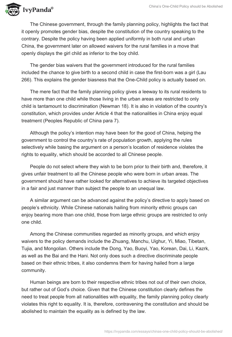 China’s One-Child Policy should be Abolished. Page 4