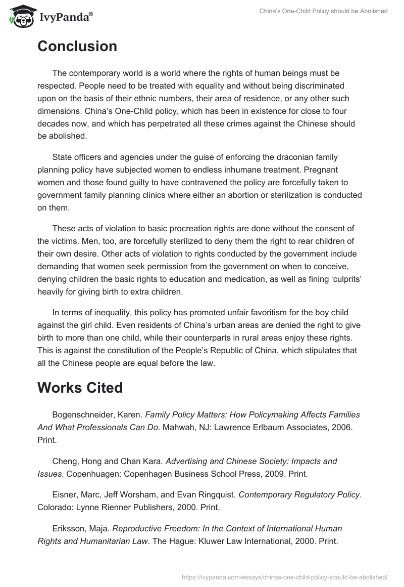 China’s One-Child Policy should be Abolished. Page 5