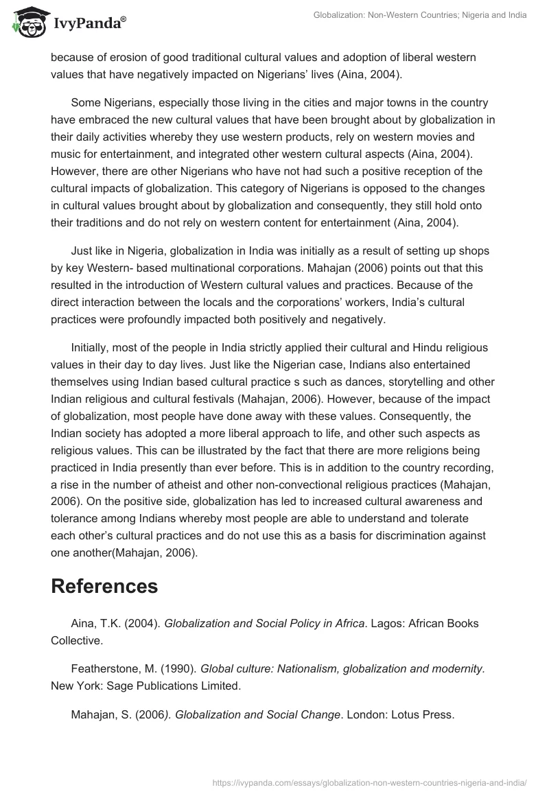 Globalization: Non-Western Countries; Nigeria and India. Page 2