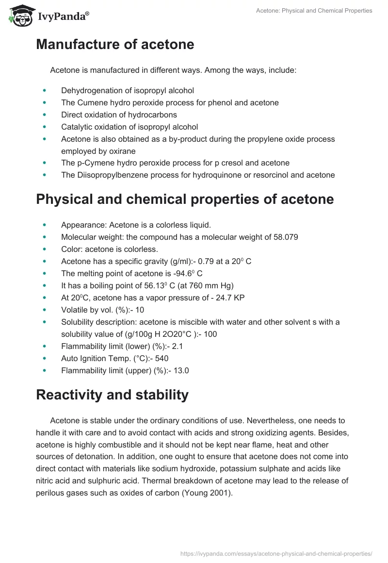Acetone: Physical and Chemical Properties. Page 2
