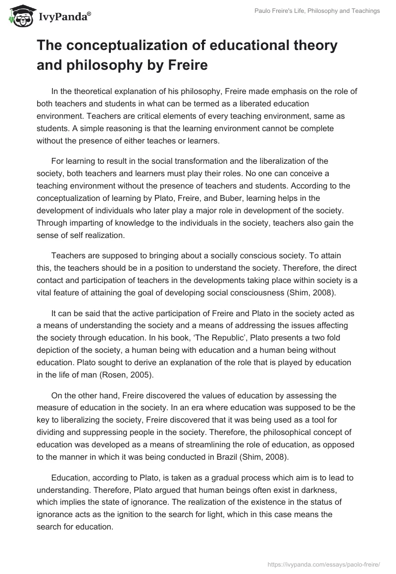 Paulo Freire's Life, Philosophy and Teachings. Page 4
