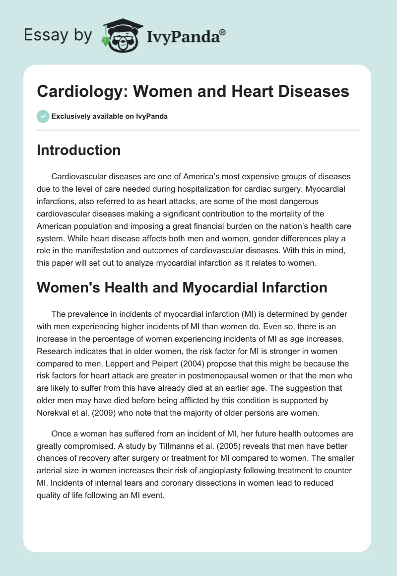 Cardiology: Women and Heart Diseases. Page 1