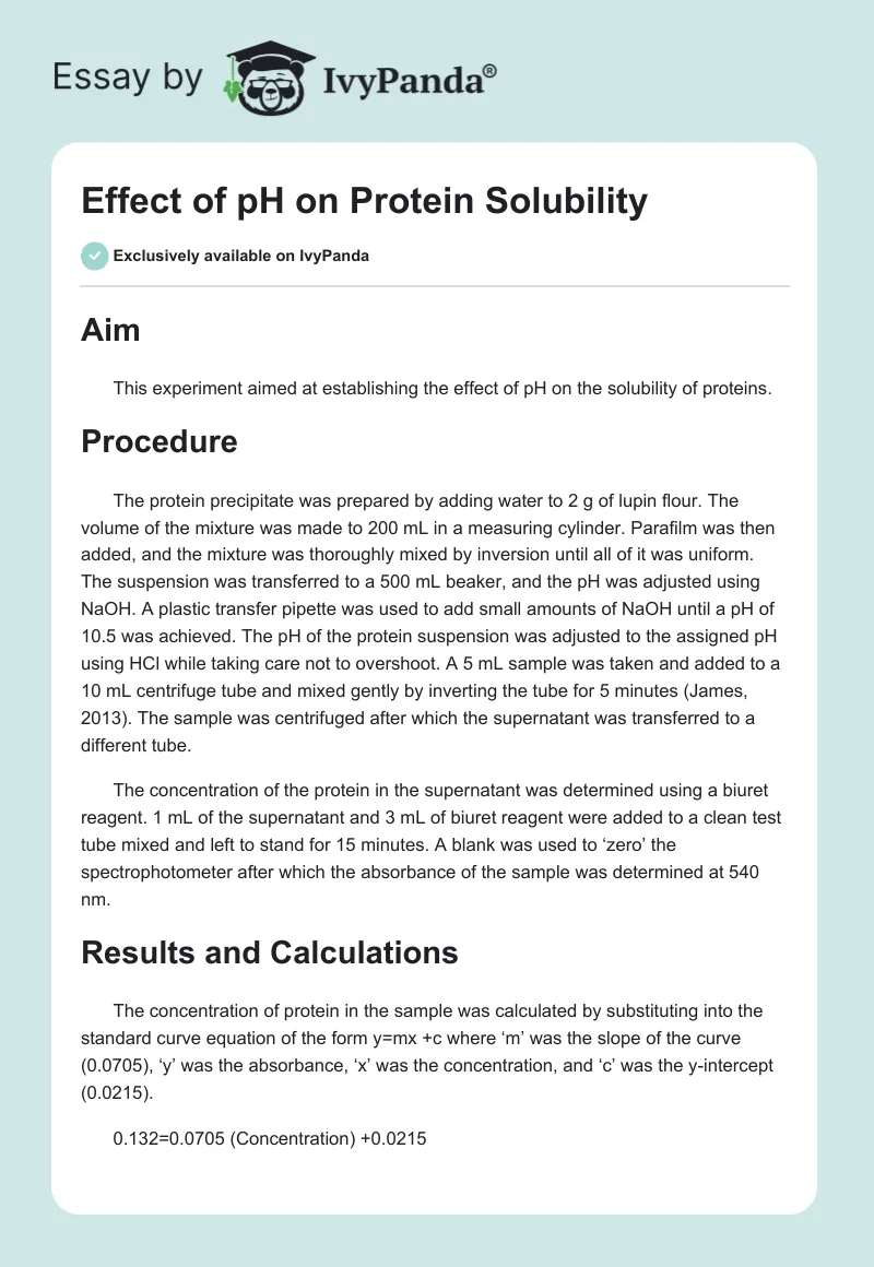 Effect of pH on Protein Solubility. Page 1