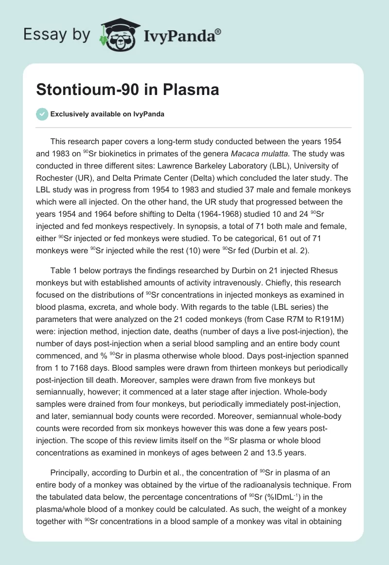 Stontioum-90 in Plasma. Page 1