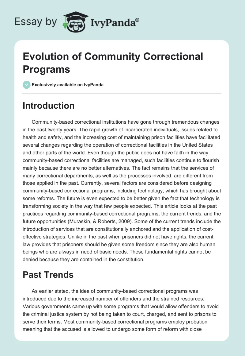 Evolution of Community Correctional Programs. Page 1