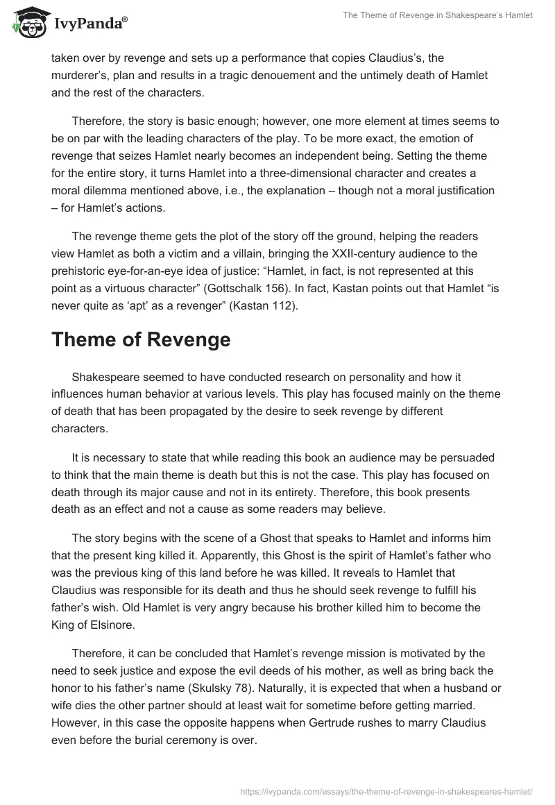 The Theme of Revenge in Shakespeare’s Hamlet. Page 2