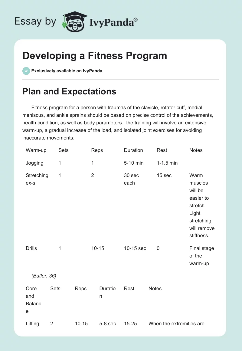 Developing a Fitness Program. Page 1