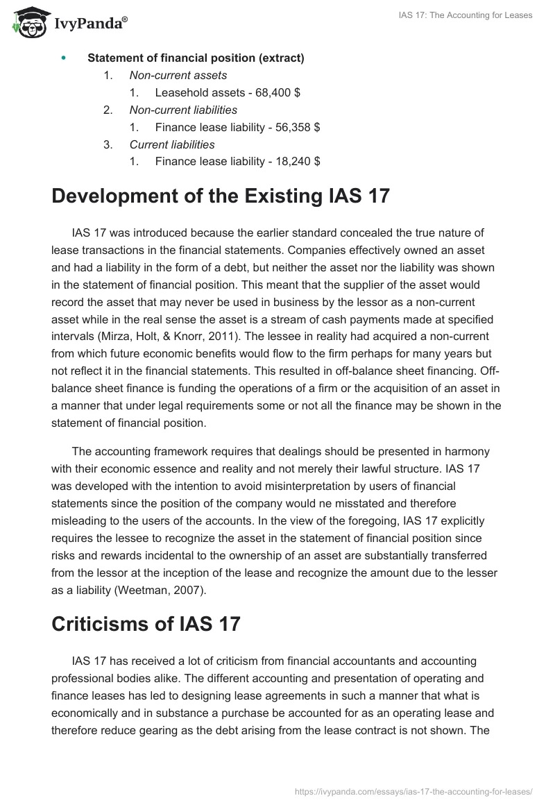 IAS 17: The Accounting for Leases. Page 3
