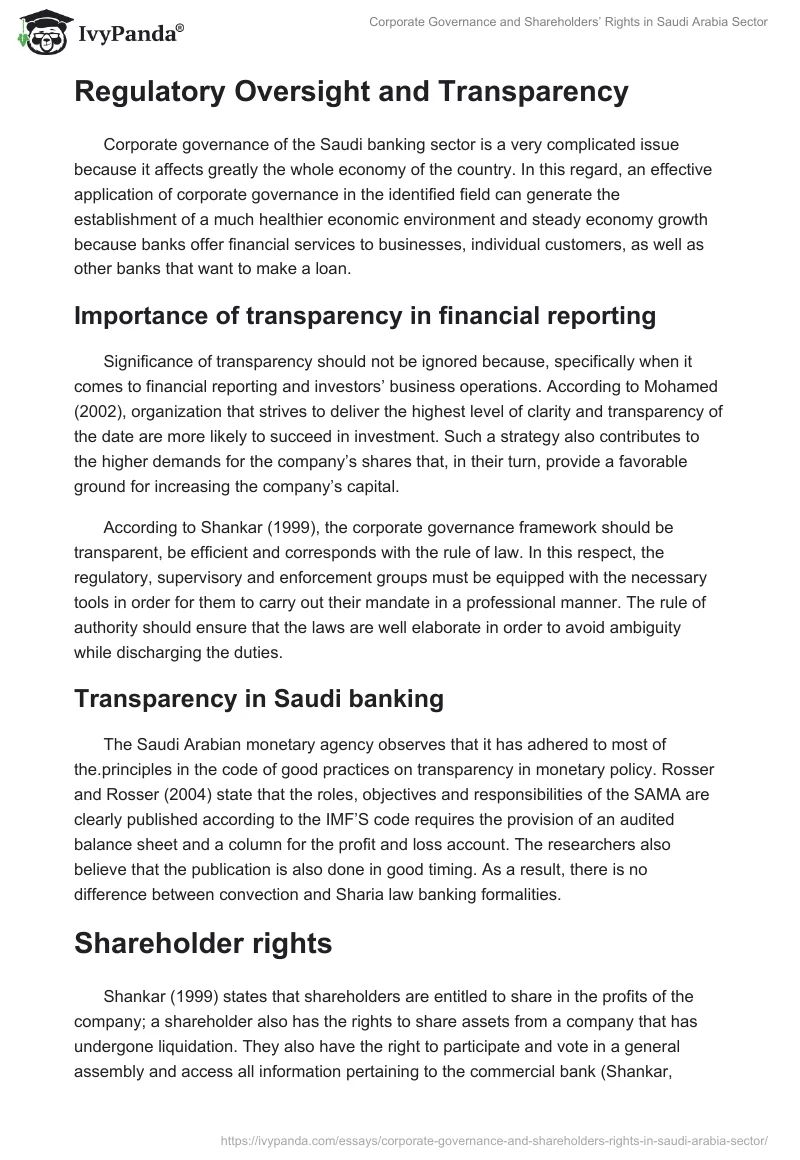 Corporate Governance and Shareholders’ Rights in Saudi Arabia Sector. Page 3