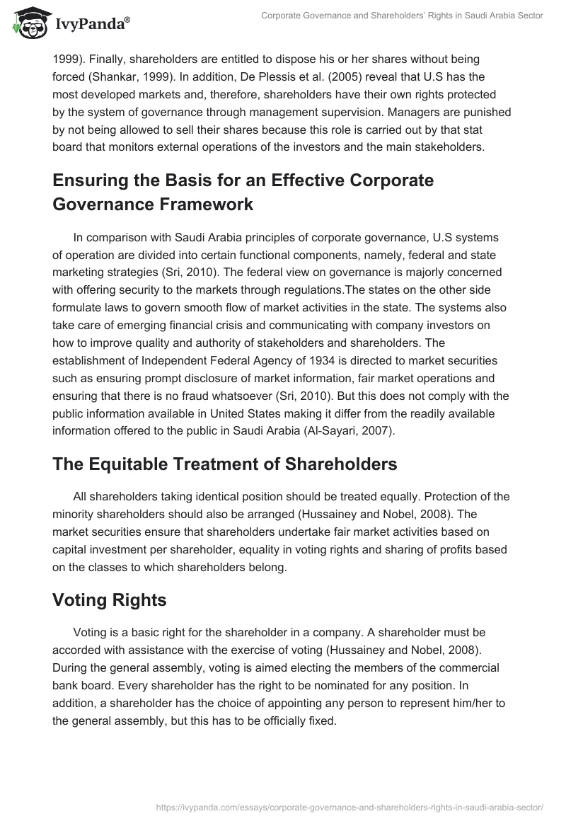Corporate Governance and Shareholders’ Rights in Saudi Arabia Sector. Page 4