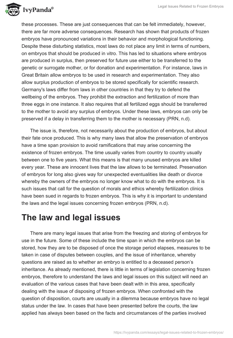 Legal Issues Related to Frozen Embryos. Page 2