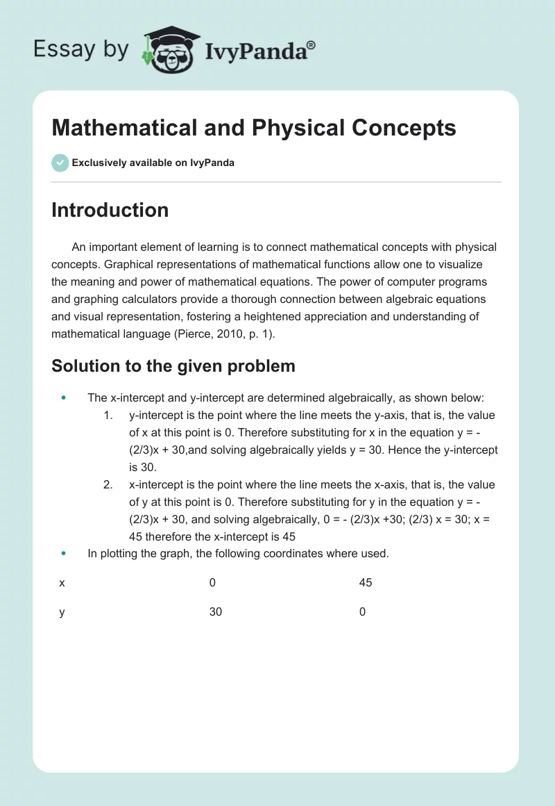 Mathematical and Physical Concepts. Page 1