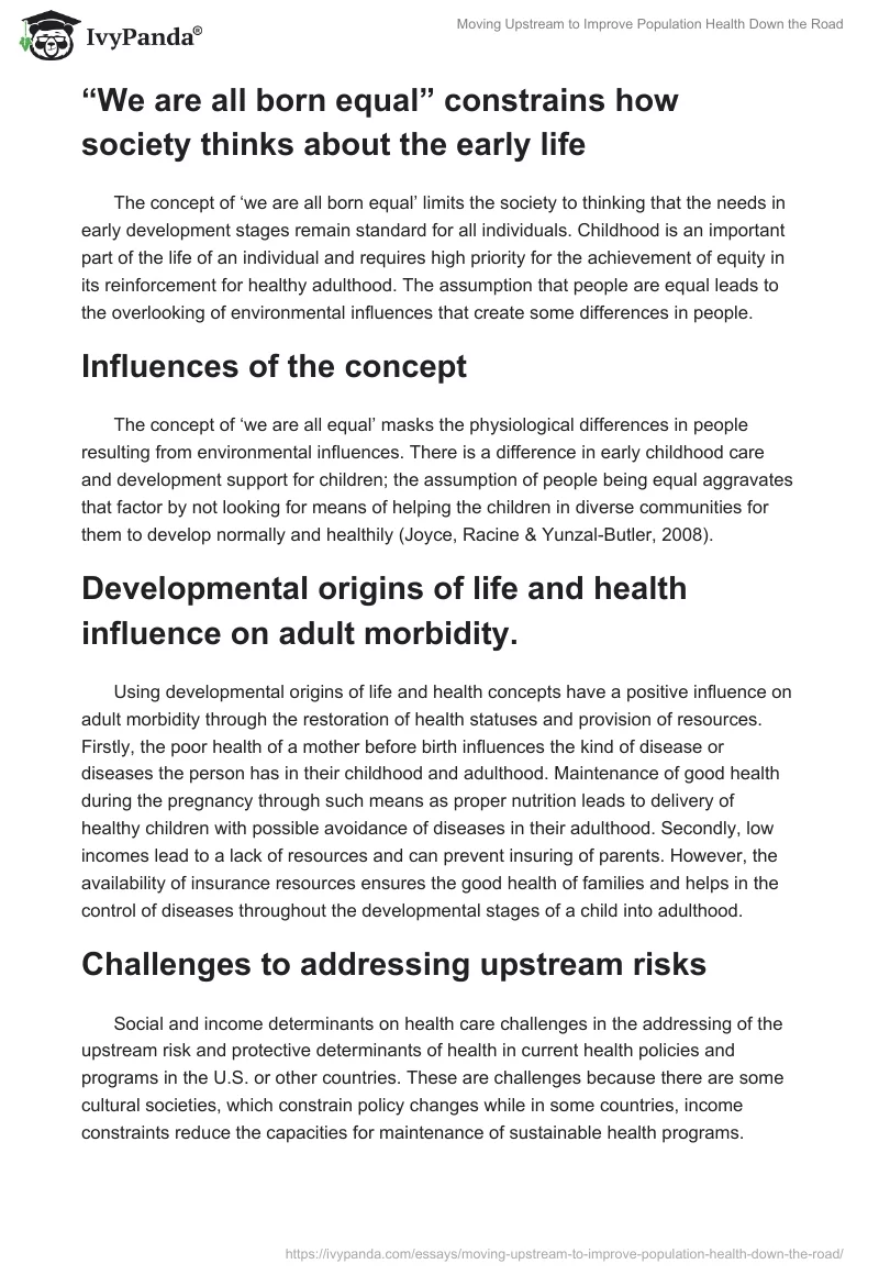 Moving Upstream to Improve Population Health Down the Road. Page 2