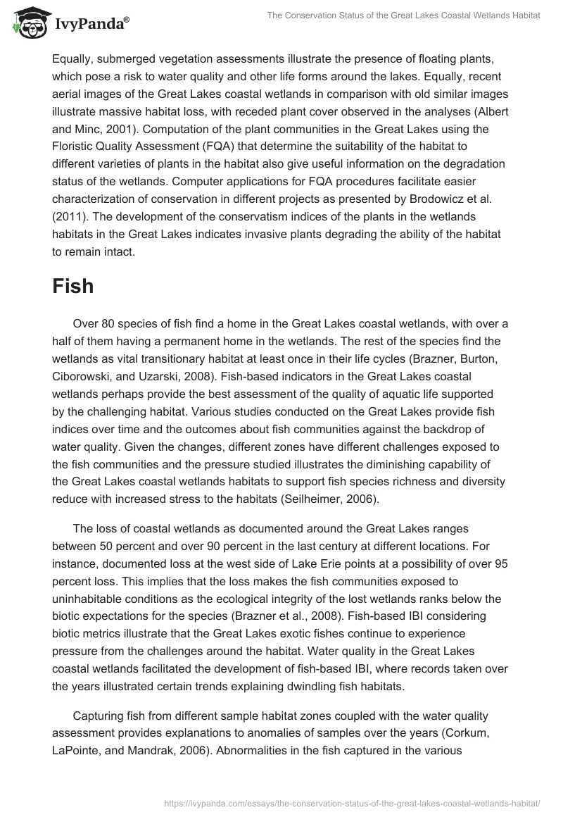 The Conservation Status of the Great Lakes Coastal Wetlands Habitat. Page 3