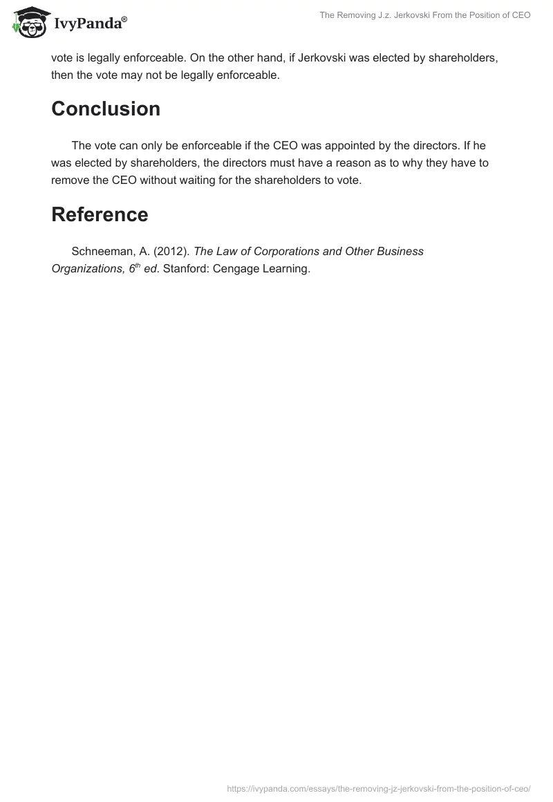 The Removing J.z. Jerkovski From the Position of CEO. Page 2