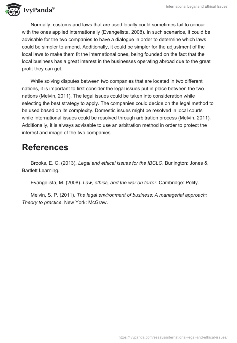 International Legal and Ethical Issues. Page 2