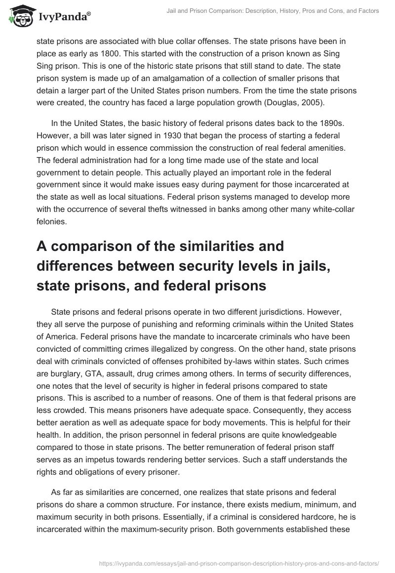 Jail and Prison Comparison: Description, History, Pros and Cons, and Factors. Page 2