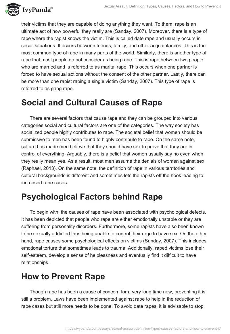 Sexual Assault: Definition, Types, Causes, Factors, and How to Prevent It. Page 2