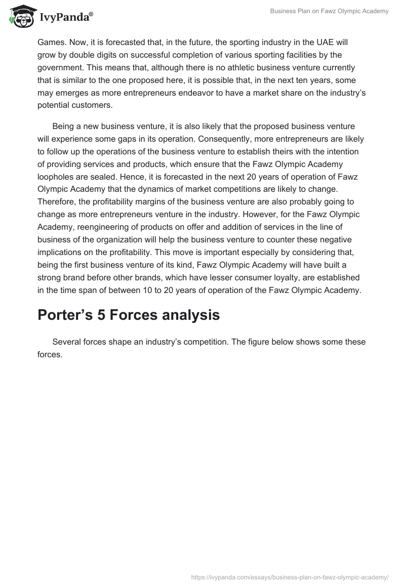 Business Plan on Fawz Olympic Academy. Page 5