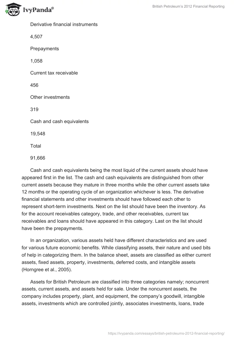 British Petroleum’s 2012 Financial Reporting. Page 2