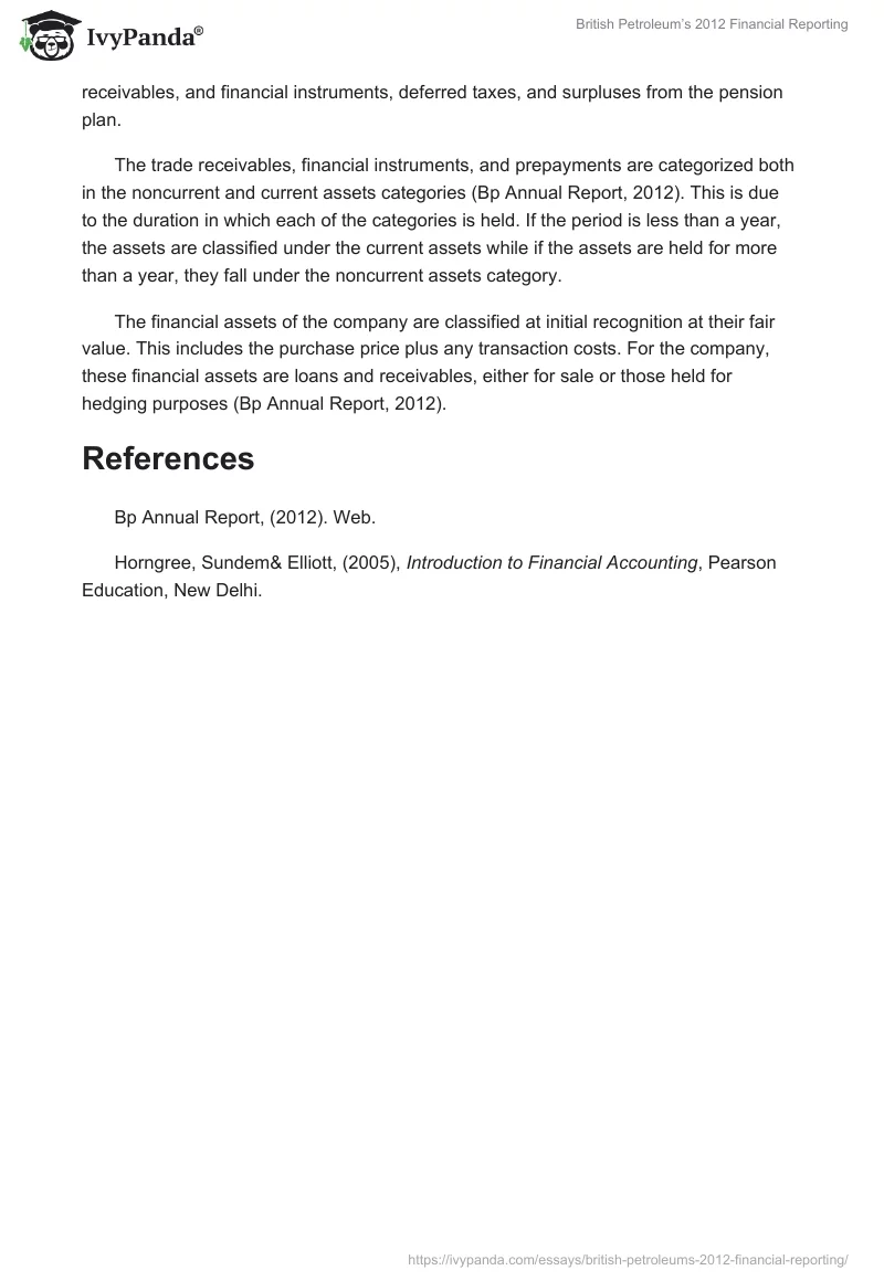 British Petroleum’s 2012 Financial Reporting. Page 3