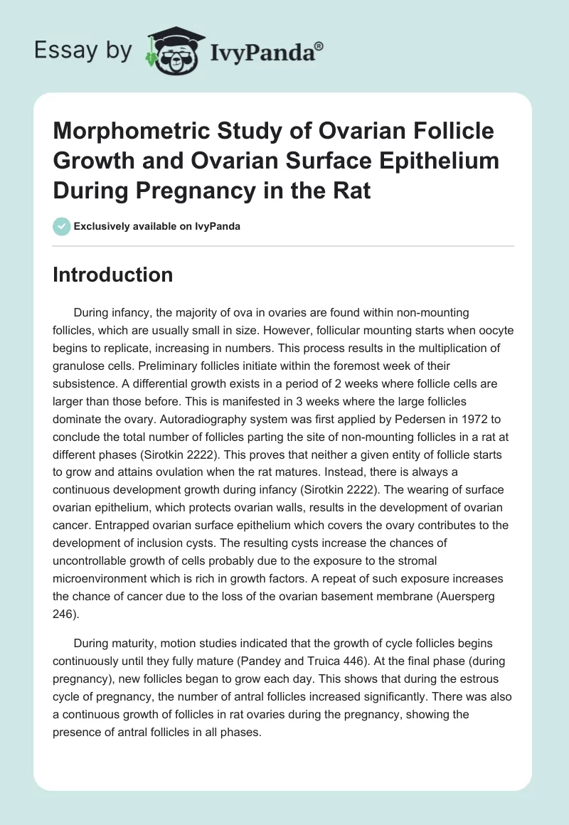Morphometric Study of Ovarian Follicle Growth and Ovarian Surface Epithelium During Pregnancy in the Rat. Page 1