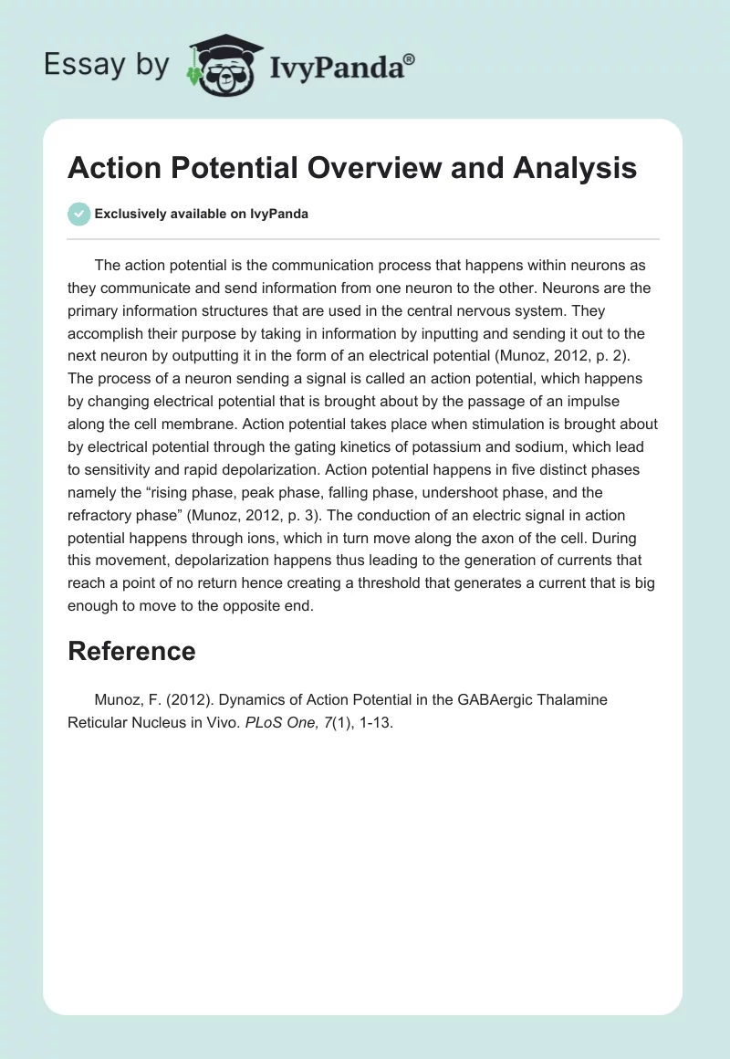 Action Potential Overview and Analysis. Page 1