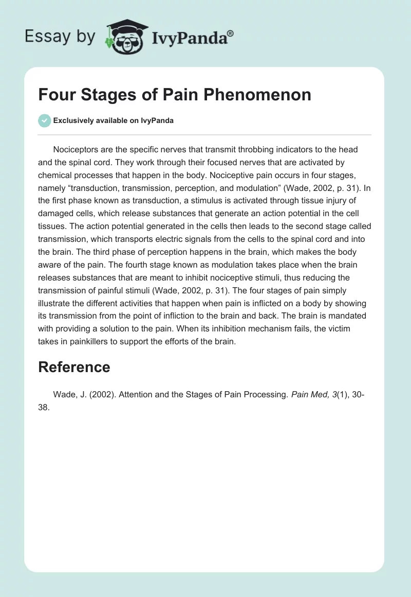 Four Stages of Pain Phenomenon. Page 1