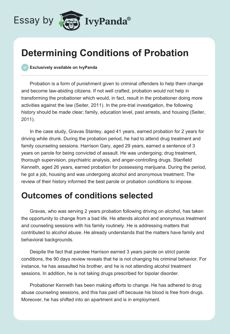 Determining Conditions of Probation. Page 1