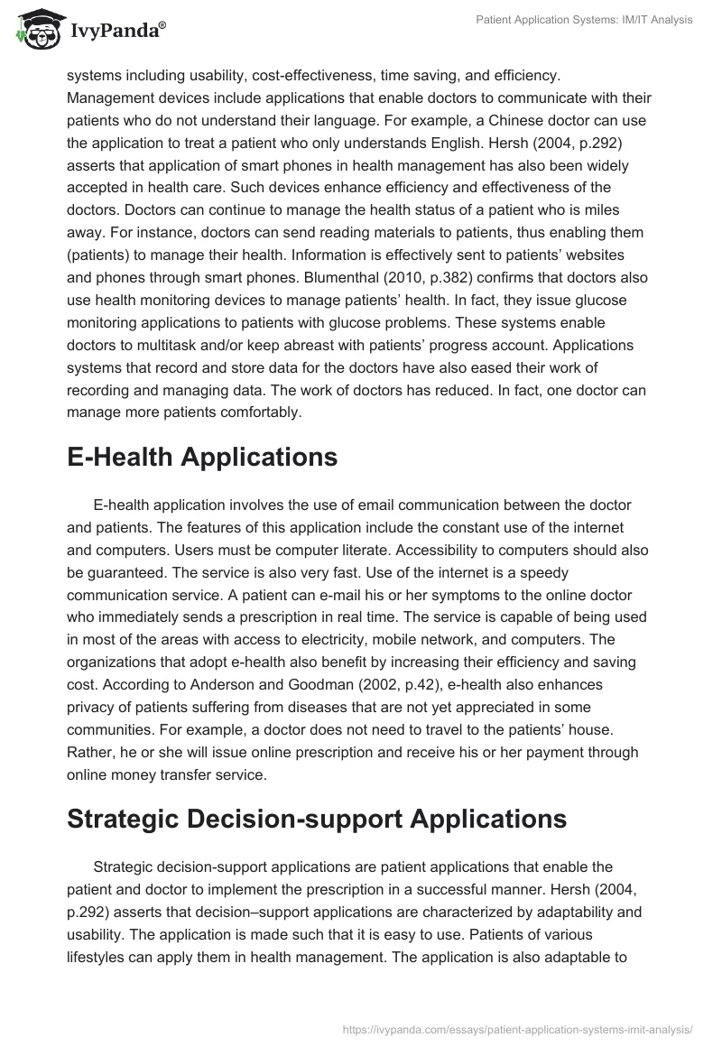 Patient Application Systems: IM/IT Analysis. Page 2