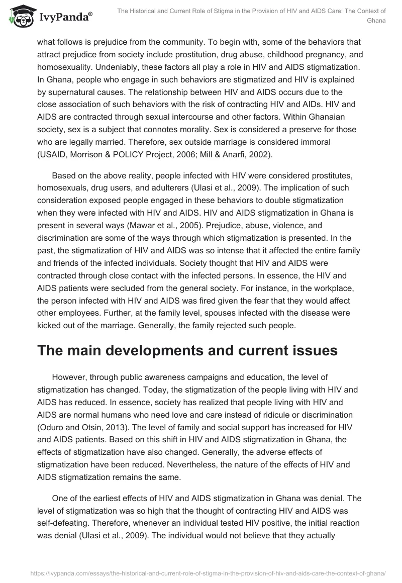 The Historical and Current Role of Stigma in the Provision of HIV and AIDS Care: The Context of Ghana. Page 3