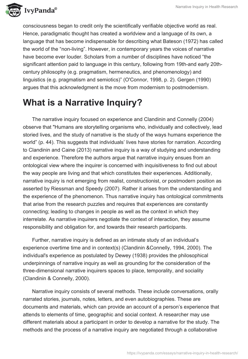 Narrative Inquiry in Health Research. Page 2