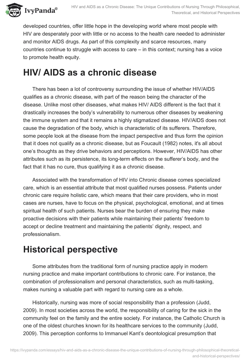 HIV and AIDS as a Chronic Disease: The Unique Contributions of Nursing Through Philosophical, Theoretical, and Historical Perspectives. Page 2