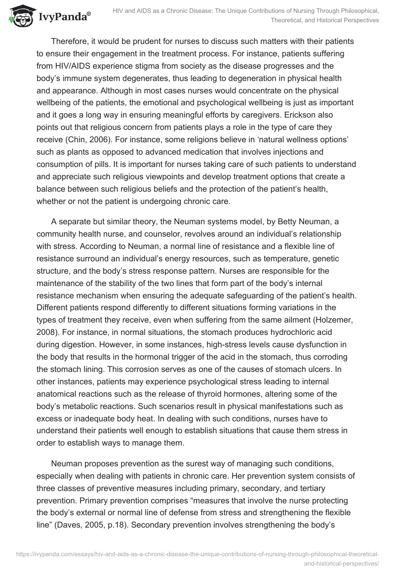 HIV and AIDS as a Chronic Disease: The Unique Contributions of Nursing Through Philosophical, Theoretical, and Historical Perspectives. Page 5