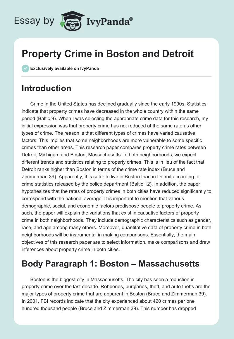 Property Crime in Boston and Detroit. Page 1
