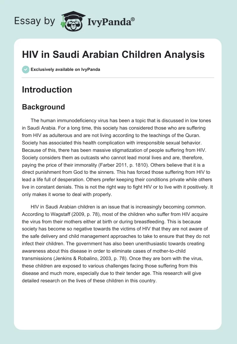HIV in Saudi Arabian Children Analysis. Page 1