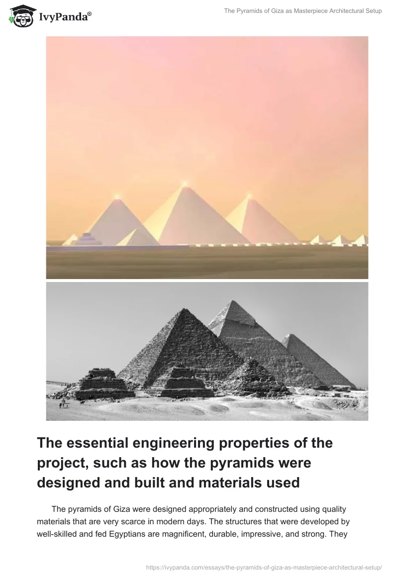 The Pyramids of Giza as Masterpiece Architectural Setup. Page 3