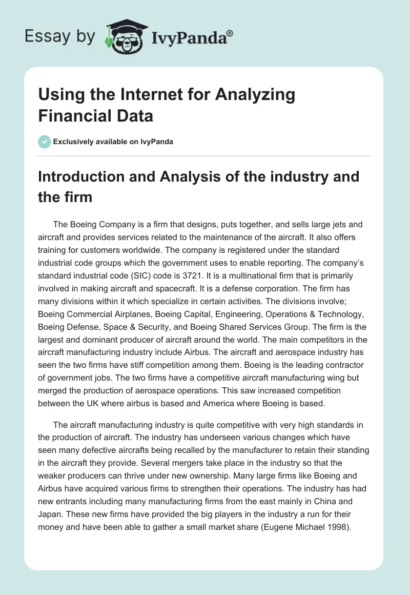 Using the Internet for Analyzing Financial Data. Page 1