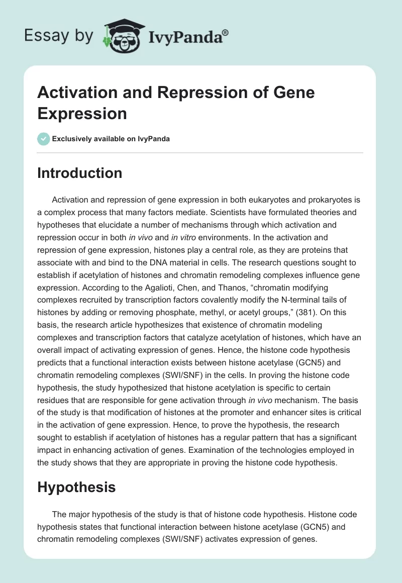 Activation and Repression of Gene Expression. Page 1