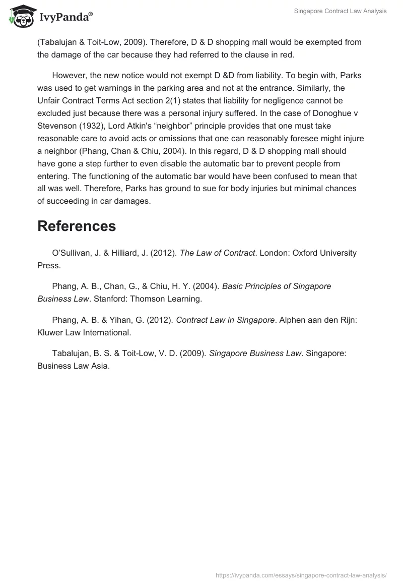 Singapore Contract Law Analysis. Page 2