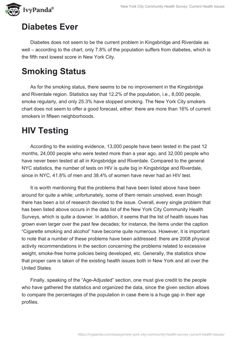 New York City Community Health Survey: Current Health Issues. Page 2