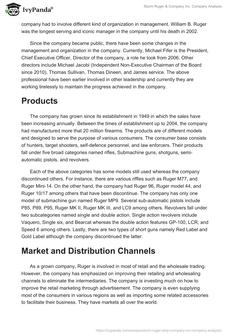 Sturm Ruger & Company Inc. Company Analysis. Page 2
